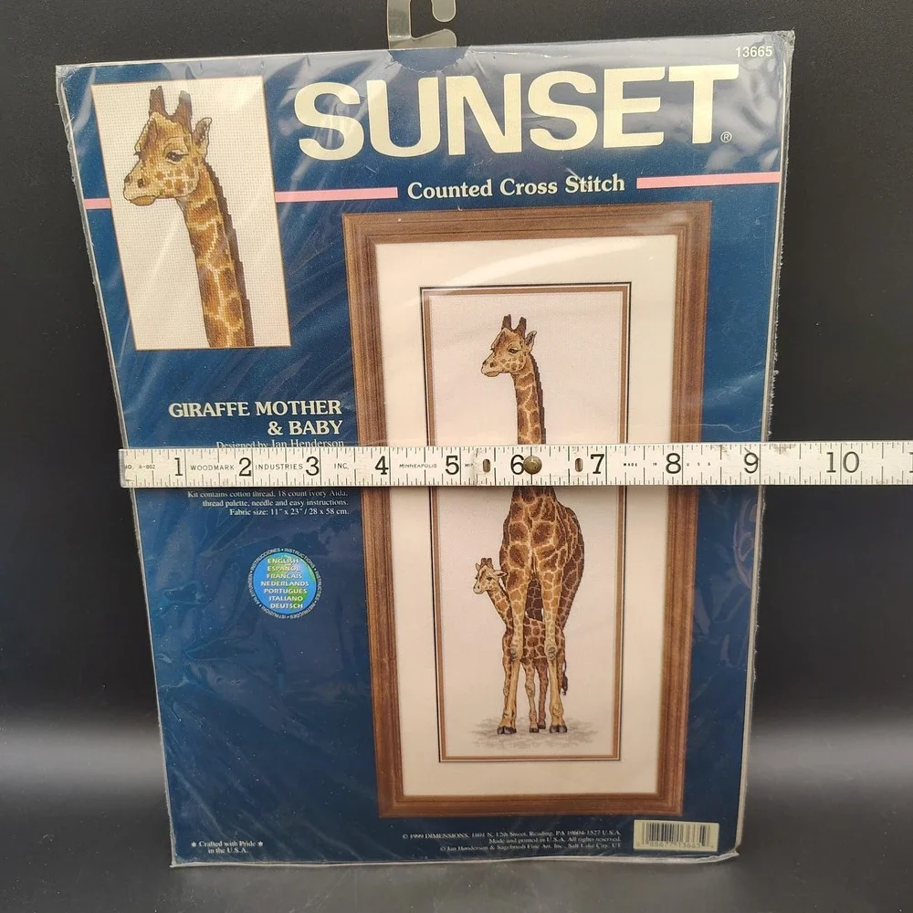 Vintage Sunset Giraffe Mother Baby Cross Stitch Kit  Animal Art 13665
